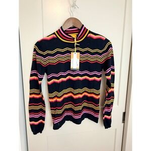 WISPR Cordelia Blue Zig Zag Crew Neck Sweater NWT Size Small